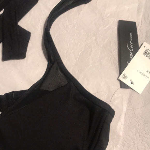 NWT Kenneth Cole Halter Underwire Bra Swim Bikini Top Small Black - Picture 5 of 11